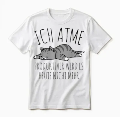 Spruch: Ich Atme. Produktiver Wird Es Heute Nicht Mehr Katze Unisex T-Shirt - White