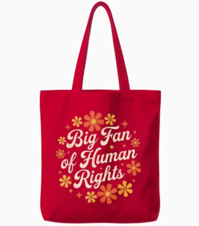Retro Floral Big Fan of Human Rights Equality Activist Tote Bags - Red