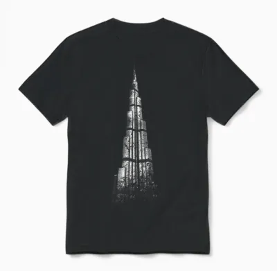 Dubai Burj Khalifa Vintage Skyline United Arab Emirates Dubai Unisex T-Shirt - Black