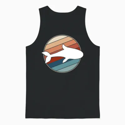Whale in Retro Style Unisex Tank Top - Black