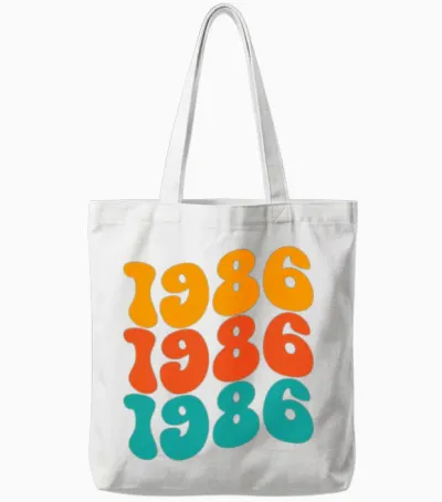 1986 Retro Tote Bags - White