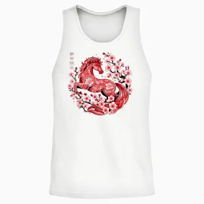 Lunar New Year Happy Chinese New Year of the Horse 2026 Unisex Tank Top - White