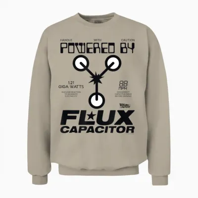 Back to the Future Powered by Flux T-Shirt, Blue Unisex Sweatshirt - Sand