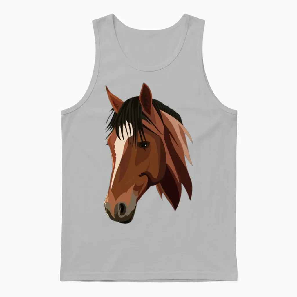 Horse Head Lovers Gift Unisex Tank Top in Ash