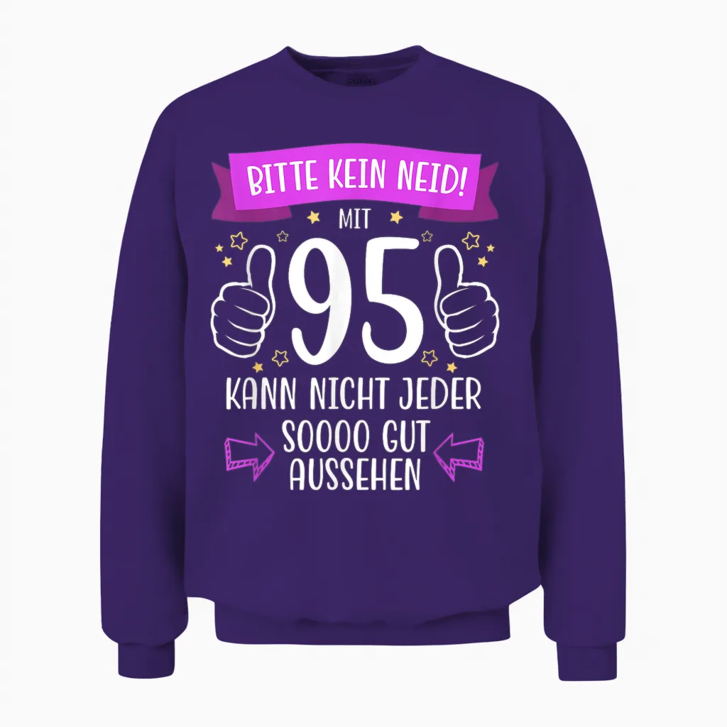 Decorative 95th Birthday Woman Man Gift Box Funny 95 Years T-Shirt, Black, S Unisex Sweatshirt in Purple