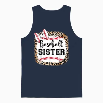 Toddler Baseball Sister Girl Youth Cute Little Biggest Fan Unisex Tank Top - Navy