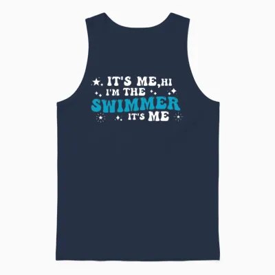 It's Me, Hi I'm the Swimmer It's Me I Love Swim Unisex Tank Top - Navy