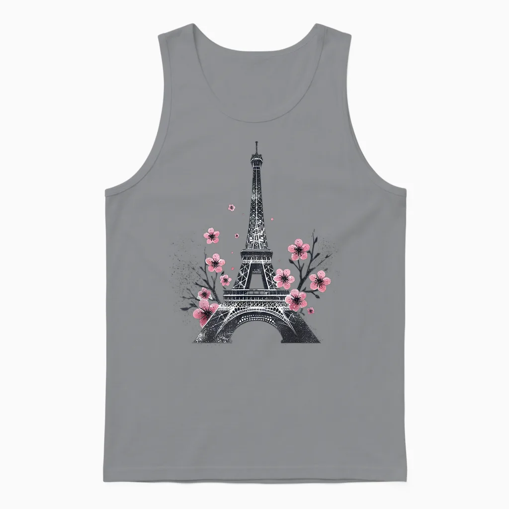 Eiffel Tower Unisex Tank Top in Sport Grey