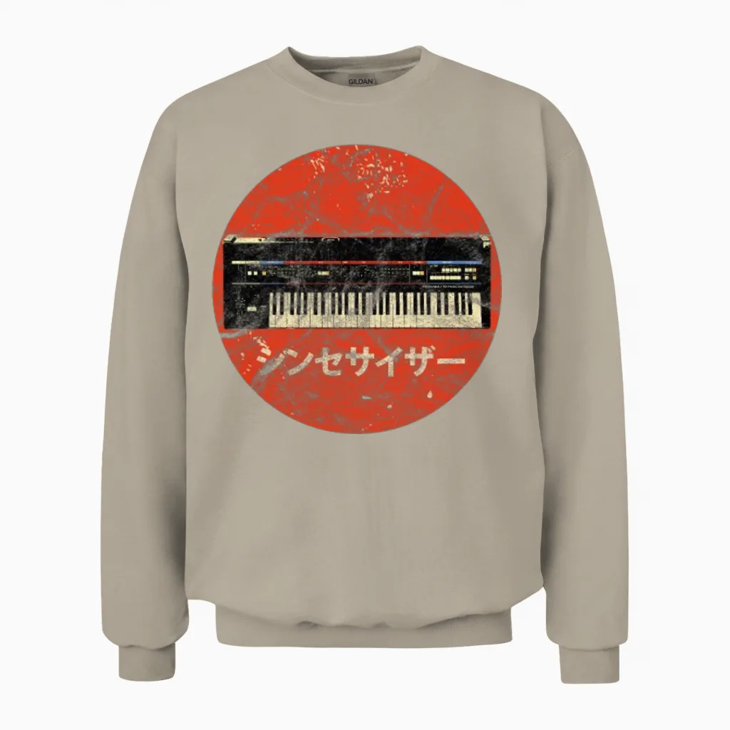 Japanese Analog Synth - Synthesizer Attack Unisex Sweatshirt in Sand