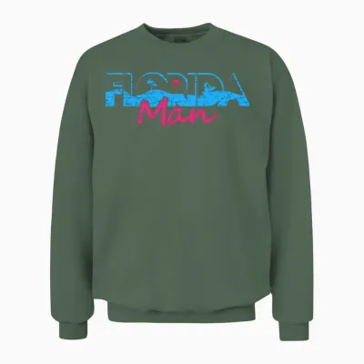 Retro Florida Man Vice Unisex Sweatshirt - Military Green