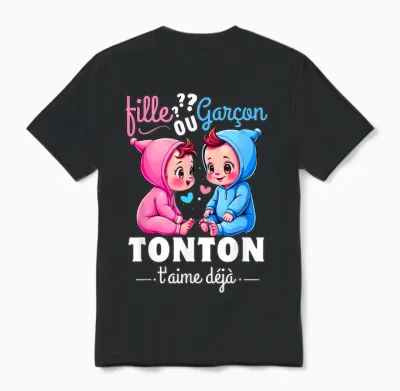 Man Gift Gender Reveal Tonton Party Sex Reveal Baby T-Shirt, Black, S Unisex T-Shirt - Black