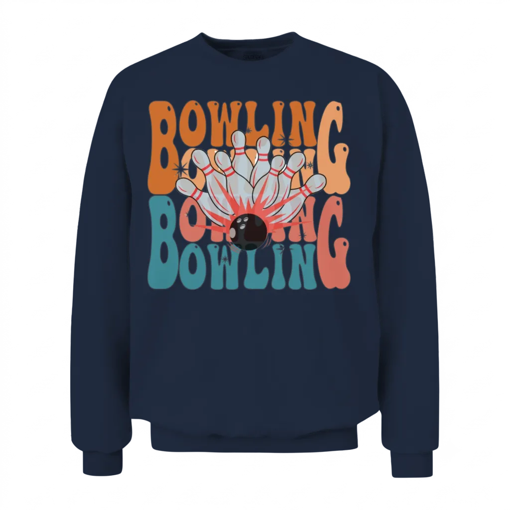 Bowling Retro Wavy Unisex Sweatshirt - Navy