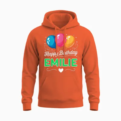 Joyeux Anniversaire En Disant Emilie Unisex Hoodie - Orange