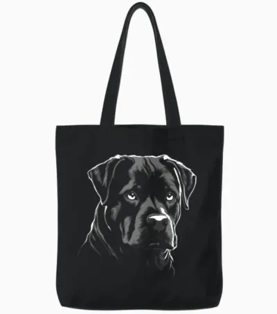 Cute Rottweiler Silhouette Tote Bags - Black