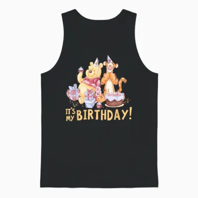 Disney Winnie the Pooh It's My Birthday Unisex Tank Top - Black