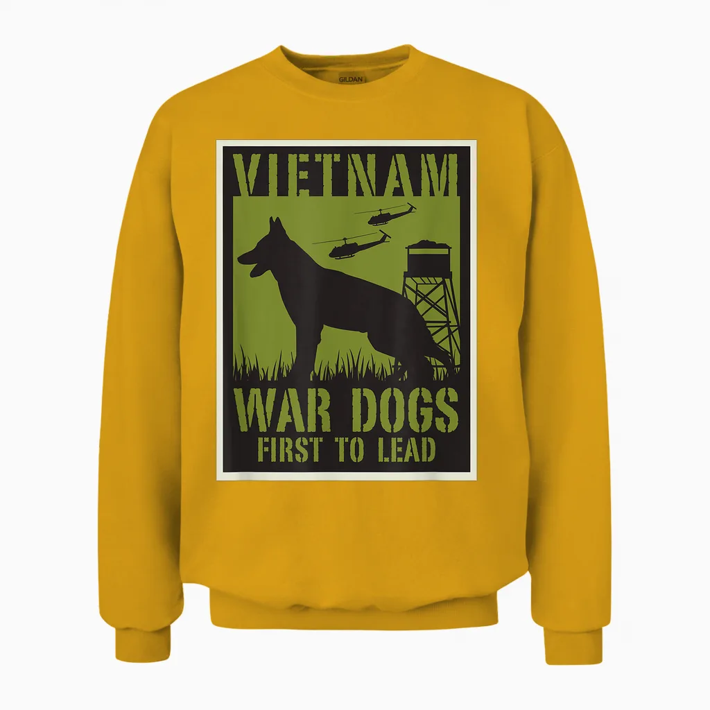 Vietnam War Dogs T-Shirt, Black, S Unisex Sweatshirt in Gold