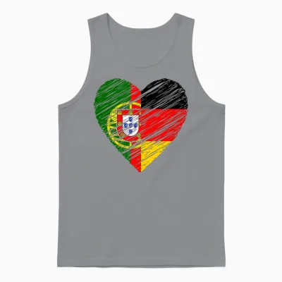 Portugal Deutschland Herz Deutschland Flagge Portugiesische Flagge Herz Unisex Tank Top - Sport Grey