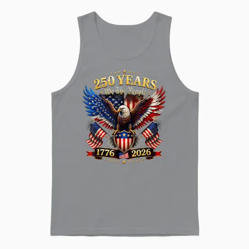 Usa 250th Anniversary Shirt Patriotic Eagle 4th of July Tees T Shirts for Men Women Unisex Tank Top - Sport Grey