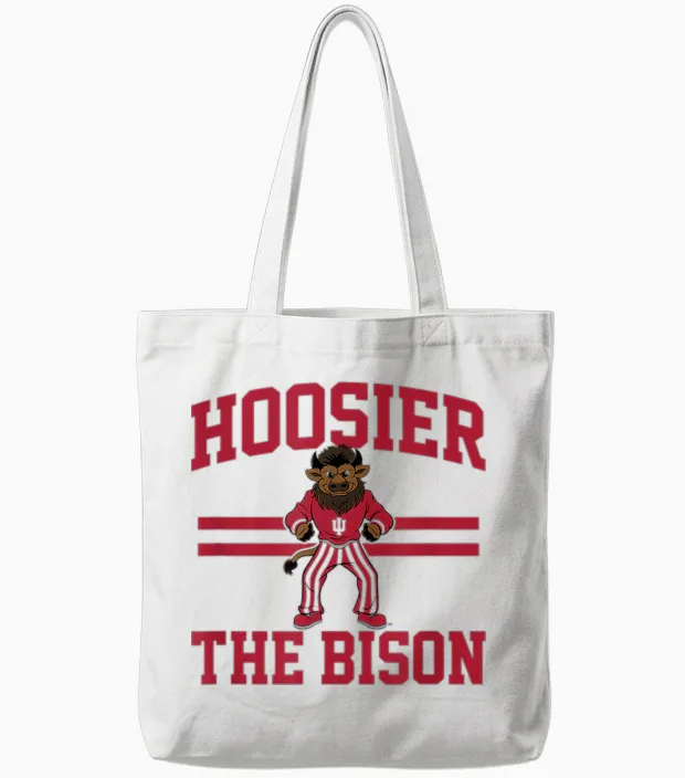 Hoosier the Bison - Indiana Hoosiers Tote Bags in White