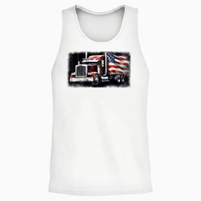 Us American Flag Semi Truck Driver Trucker Unisex Tank Top - White