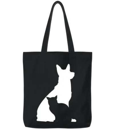 Dog and Cat Silhouette Dog Lover Cat Lover Dog Own Tote Bags - Black
