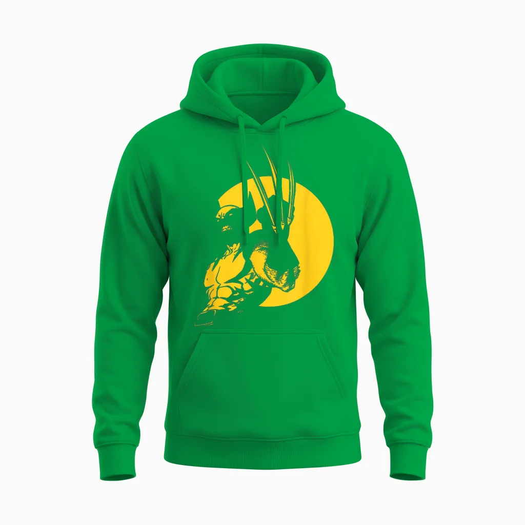 Marvel Wolverine Classic Logan X-Men Silhouette Unisex Hoodie in Irish Green