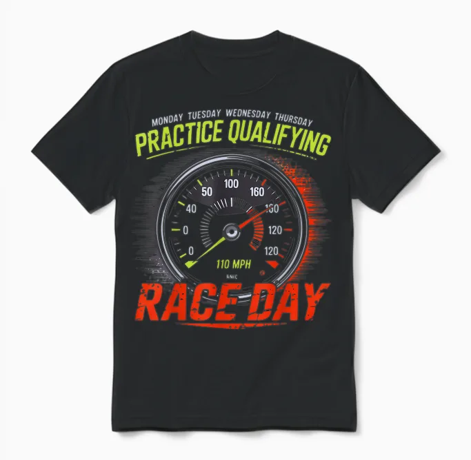Monday Tuesday Wednesday Thursday Practice Qualifying Race Unisex T-Shirt in Black