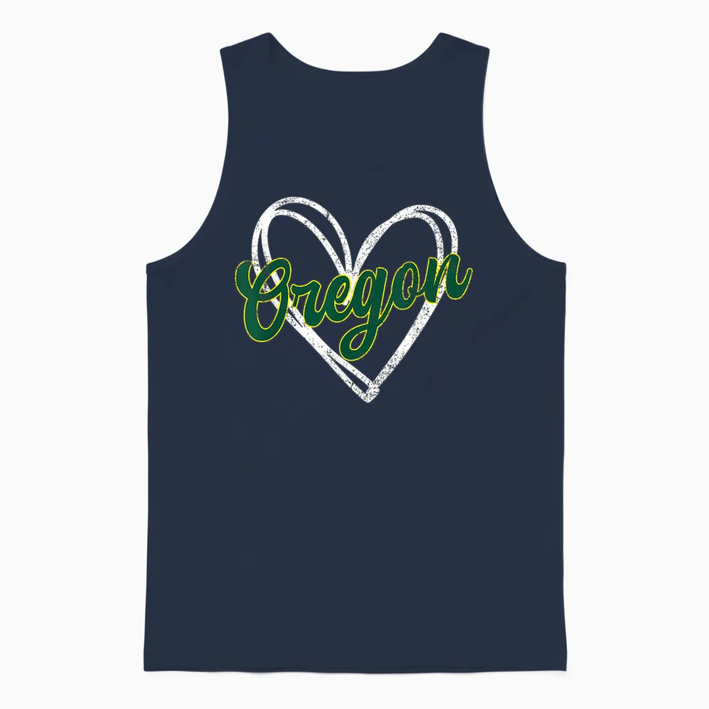 Retro Oregon Heart Vintage Retro Man Woman Kid Girl Unisex Tank Top in Navy