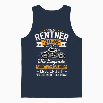 Rentner 2026 Geschenk Mann Biker Rente Ruhestand Lustig Unisex Tank Top - Navy