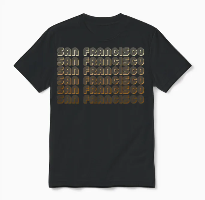 Retro San Francisco California Unisex T-Shirt - Black