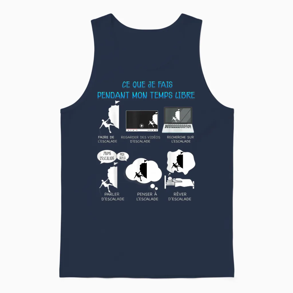 Climbing Mountain Climber Free Time Humour Man Woman T-Shirt, Black, S Unisex Tank Top in Navy