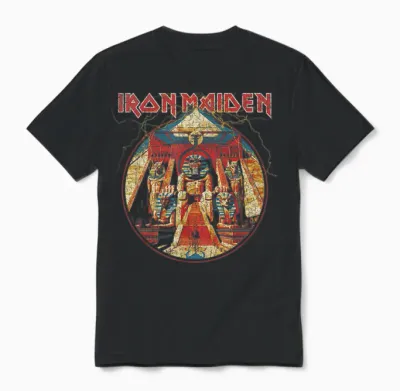 Iron Maiden Powerslave Lightning Circle Unisex T-Shirt - Black