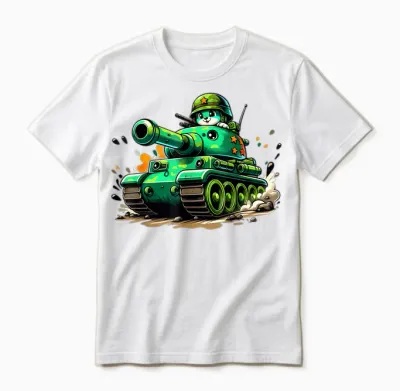 Cartoon Panzer Jungen Armee Panzer Militär Abenteuer Unisex T-Shirt - White