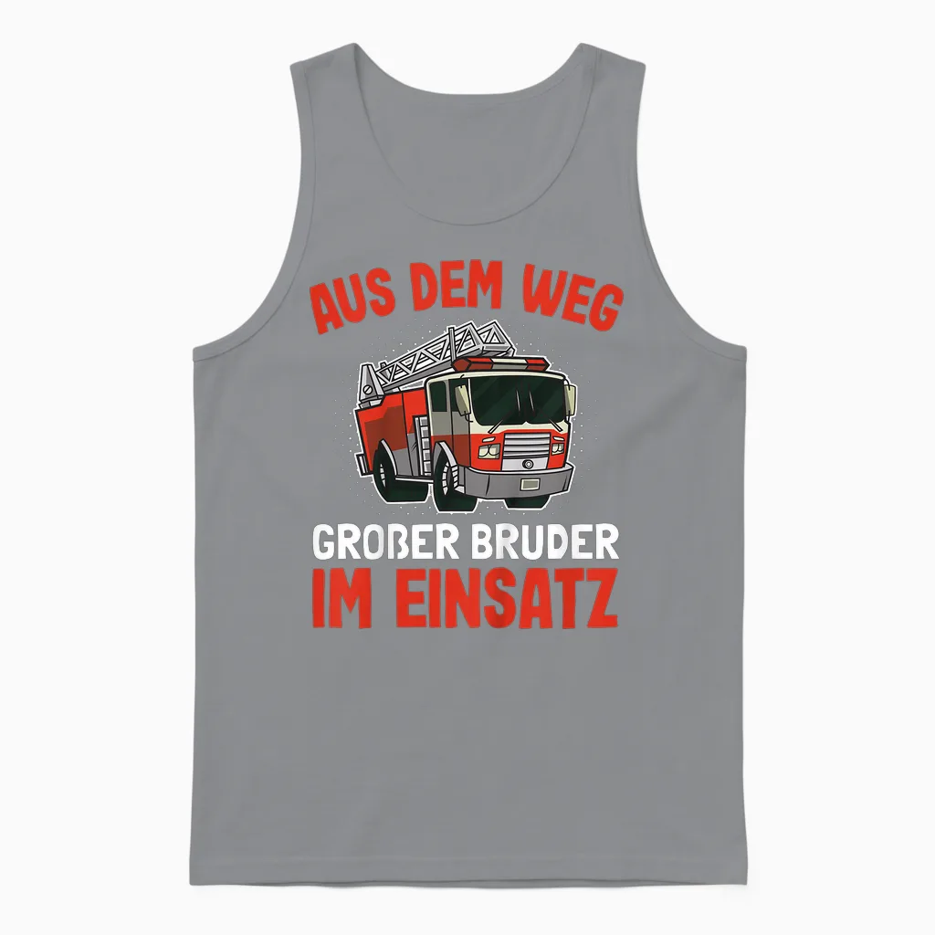 T-Shirt with German Text "großer Bruder Feuerwehr Unisex Tank Top in Sport Grey