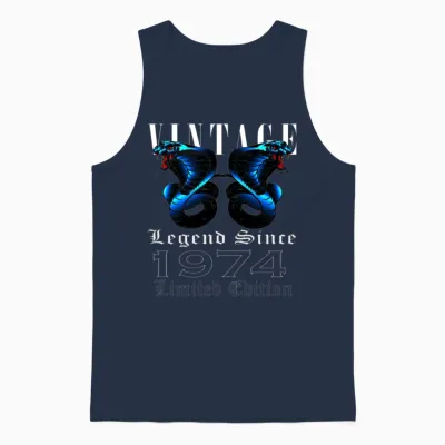 1974 Vintage Cobra 49 Years Limited Edition Unisex Tank Top - Navy