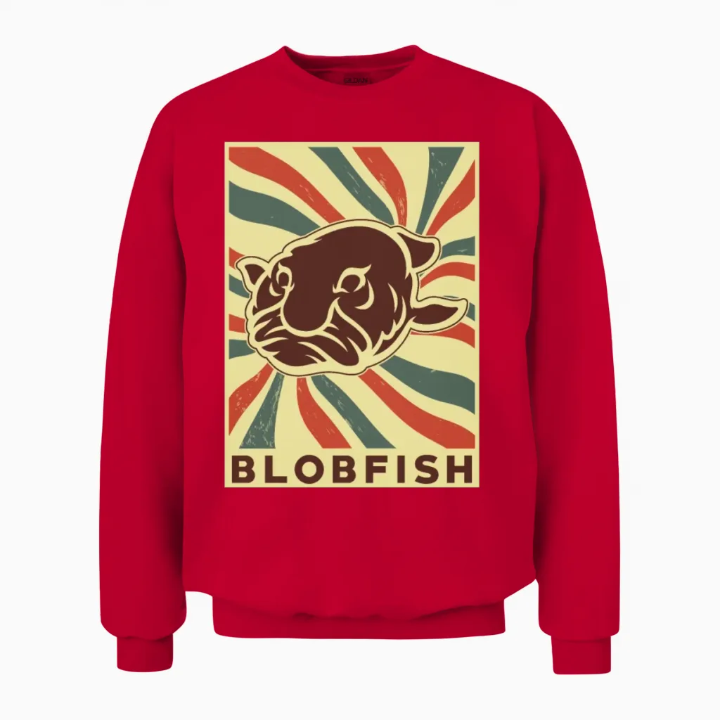 Blobfish Retro Vintage Unisex Sweatshirt - Red