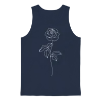 Minimalist Rose Line Art — Floral & Botanical Unisex Tank Top - Navy – 1