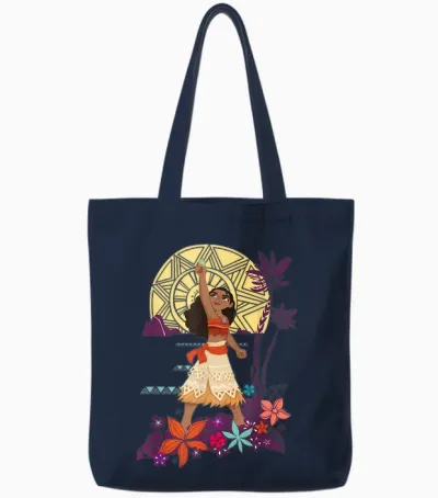 Disney Princess Moana Heart of Te Fiti T-Shirt, Black Tote Bags - Navy