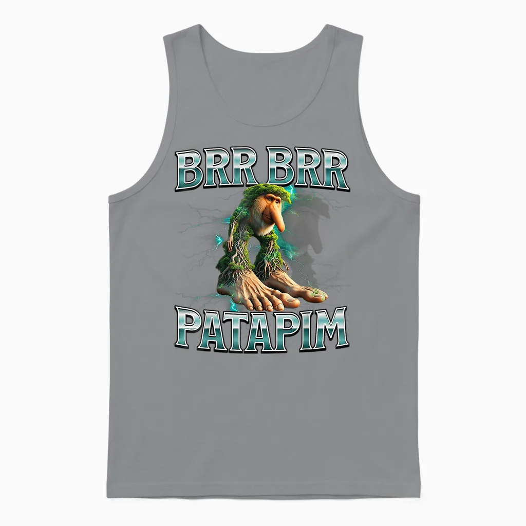 Brr Brr Patapim Italian Brainrot Unisex Tank Top in Sport Grey