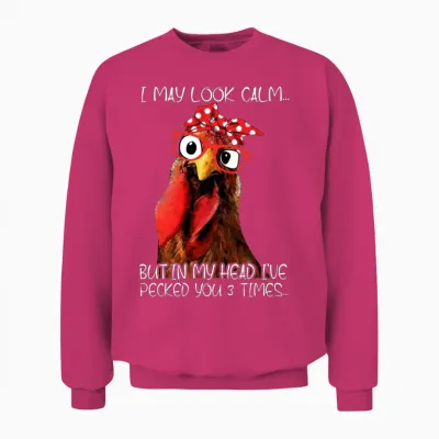 Rooster Locked You 3 Times Unisex Sweatshirt - Heliconia