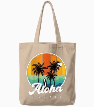 Aloha Hawaii Palm Beach T-Shirt for Children, Teenagers, Boys Tote Bags - Natural