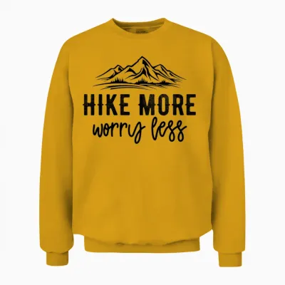 Hike More Worry Less Unisex Sweatshirt - Gold