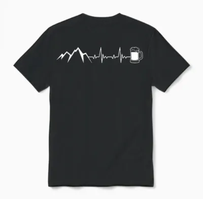 Berge Herzschlag Beer X Frequency Pulse Mountains Mountain Beer Fun T-Shirt, Black Unisex T-Shirt - Black