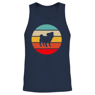 Pug Retro Unisex Tank Top - Navy