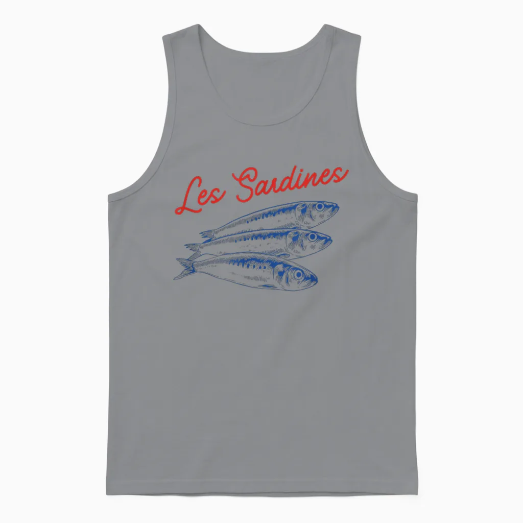 Sardines Fisherman Aesthetic Fish Coastal Sardine Unisex Tank Top in Sport Grey