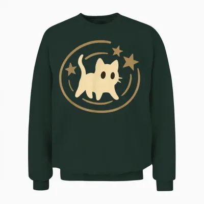 Retro 90s Y2k Scared Cat Cosmic Stars Gift for Men Women Kid Unisex Sweatshirt - Forest