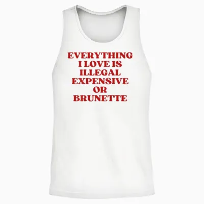 Expensive Gold Brunette (on Back) Unisex Tank Top - White