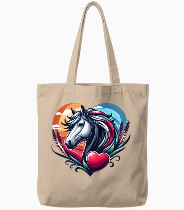 Horse in the Heart Lovers Tote Bags in Natural