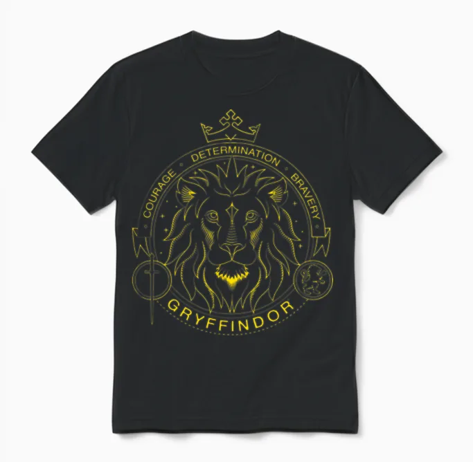 Harry Potter Gryffindor Lion Unisex T-Shirt in Black