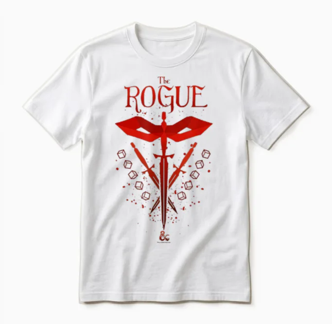 Dungeons & Dragons the Rogue Class Stealth Swords Logo Unisex T-Shirt in White